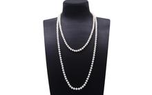 50'' 127cm Women Jewelry natural pearl 7x8mm bright white freshwater pearl beads long necklace gift 2024 - buy cheap
