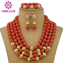 Latest African Wedding Artificial Coral Beads Jewelry Set African Costume Jewelry Set Bride New Free Shipping CNR168 2024 - buy cheap