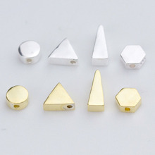 925 Sterling Silver Geometry Loose Space Beads Gold Silver Color Decorative S925 Charm Beads DIY Fine Jewelry Making Accessories 2024 - buy cheap