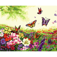 2016 new Modern Oil Painting On Canvas Home Decoration Unique Gifts for Flower & butterfly Painting By Numbers Picture DY182 2024 - buy cheap