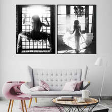 Carteles minimalistas modernos, impresión en Hd, arte de moda, pintura en lienzo de chicas blancas y negras, cuadro de pared para decoración de sala de estar 2024 - compra barato