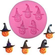 Free shipping Halloween pumpkin witch hat chocolate Party cake decorating tools DIY baking fondant silicone mold T0272 2024 - buy cheap