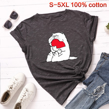 SINGRAIN Cute cat women t-shirt casual short sleeve animal basic tees harajuku funny cartoon cotton tops summer oversize tshirt 2024 - buy cheap