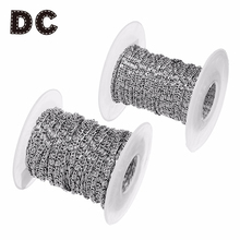 DC 10 yardas/rollo de 2mm y 3mm de ancho, cadena trenzada de acero inoxidable plateado, joyería a granel, cadenas para collares, pulseras, fabricación de joyas 2024 - compra barato