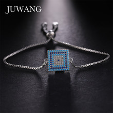 JUWANG 2020 Square Blue Evil Eye Bracelet for Woman Gold Color Adjustable Chain Charms Bracelets & Bangles Turkey Jewelry 2024 - buy cheap
