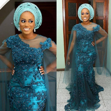 Aso Ebi Evening Dresses Mermid Long Nigerian Formal Dress Abendkleider Elegant Beads South Africa Evening Dress Plus Size Tulle 2024 - buy cheap