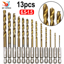 13pcs HSS Titanium Coated Hex Shank Drill Bit Set  Hexagonal Handle Twist Drill1/4  High Speed Steel  Tools1.5-6.5mm 2024 - buy cheap