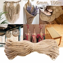 Top quality Brown Jute Twine Rope Natural Hemp Cord Decor Cat Pet Scratching string DIY Home Art Decor 6mmx100m 2024 - buy cheap