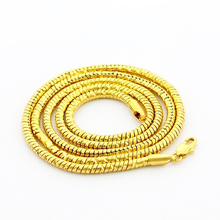 Cool Men Necklaces Top Quality 24 K Yellow Gold Vacuum Plated 3.5 MM Width Snake Chain Necklace Hot Sale Fashion Jewelry JJP049 2024 - buy cheap