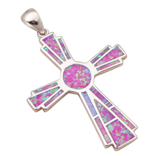 5.46g Huge design cross pendant for women Purple Fire Opal stamp Silver Fashion jewelry Nacklace Pendants OP523A 2024 - buy cheap