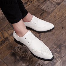 Sapatos masculinos brancos para casamento, sapatos elegantes de marca italiana para homens, vestido marrom estiloso de barbeiro 2024 - compre barato