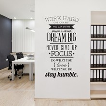 Free Shipping Wall Mural Quotes Work Hard Vinyl Art Wall Decal Letras Decorativas Home Decor Wall Office Wallpaper Y-293 2024 - buy cheap