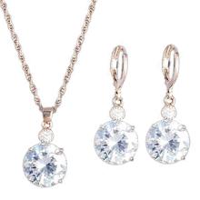 Fashion Jewelry Set Round Rhinestone Pendant Necklace Bridal Leaverback Earrings for women 2024 - buy cheap