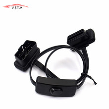 Car Diagnostic Connector Cable OBD 2 OBD II Splitter 2 in 1 Ultra-thin Elbow Noodles Extension Cable With Switch Cable 2024 - buy cheap