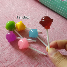 Tanduzi-Mini casa de muñecas Kawaii, 100 Uds., piruletas en miniatura, resina Lolipop, dulces, artesanías de resina 2024 - compra barato