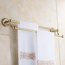 Golden Polished Brass Wall Mounted Double Towel Bars Towel Holder Towel Rack Bathroom accessories KD767 2024 - buy cheap