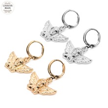 LINSOIR Hoop Earrings for Women Rhodium Gold Color Angel Portrait Wings Pendant Hook Earring Fashion Jewelry Brincos 2019 Bijoux 2024 - buy cheap