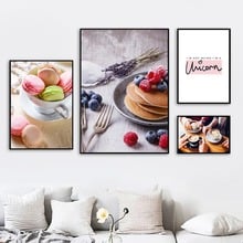 Canvas Printed Painting Modern Wall Artwork Pictures Macaron Cake Coffee Nordic Style Home Decoration Modular Poster Living Room 2024 - buy cheap