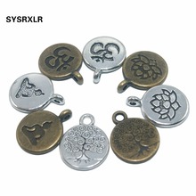 Atacado 15 mm 20 pcs árvore da vida de lótus buda metal liga de zinco pingentes diy pulseira colar brinco para fazer jóias 2024 - compre barato