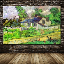 Mintura pintada a mano, copia famosa de pintura al óleo sobre lienzo de casas en Auvers de Vincent Van Gogh, imagen artística de pared para decoración del hogar 2024 - compra barato