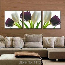 Hand Painted Abstract Home Decoration Purple Lily  Rose Flower Oil Painting Canvas 3 Panel Art Set Modern Living Room Wall Decor 2024 - buy cheap