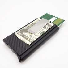 Mini Slim Wallet Automatic Slide Card Case Carbon Fiber PU Leather RFID Wallets Aluminum ID Cash Credit Card Holder Clip 2024 - buy cheap