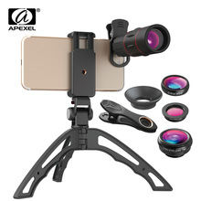APEXEL 18X Telescope Lens Monocular + 3in1 Fisheye Wide Macro Lens Clip-on +Selfie Tripod for iPhone Smartphones Christmas Gift 2024 - buy cheap