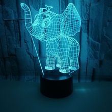 Elephant 3d Lamp Colorful Touch Remote Control 3d Led Visual  Desk Lamp Gift Decoration Bedside 3d Table Lamp 2024 - buy cheap