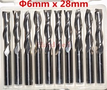 10PCS-6mm*28mm,CNC Solid carbide end mill,woodworking router bit,2 flutes spiral end mill,Cutters for wood,MDF milling cutter 2024 - buy cheap