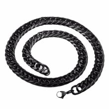 Granny Chic High Quality Stainless Steel Men's Cuban Chain Curb Necklace Custom Length 8'' - 40'' Width 11mm Black Jewelry 2024 - buy cheap