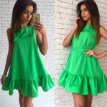 Sexy 2020 Summer Dress Women Ruffle Sleeveless Loose Casual dresses Beach Dress Mini Vestidos Party Red Green short Sundress 2024 - buy cheap