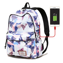 Рюкзак для женщин с USB-зарядкой, для ноутбука 15,6 дюйма, школьный водонепроницаемый дорожный ранец для подростков 2024 - купить недорого