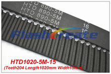 5pcs HTD5M belt 1020 5M 15 Teeth=204 Length=1020mm Width=15mm 5M timing belt rubber closed-loop belt 1020-5M S5M Belt 5M Pulley 2024 - buy cheap