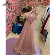 Vestido De noche musulmán De Dubái, vestido De noche Formal De manga larga con flores hechas a mano, estilo árabe saudita, color rosa, 2020 2024 - compra barato