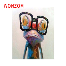 WONZOM Glasses Frog Painting By Numbers Abstract Animal Oil Painting Cuadros Decoracion Acrylic Paint On Canvas Modern Art Gift 2024 - buy cheap