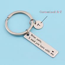 Initial Name Letter Engraved Sliver Bag Charm Car Keychain Drive Safe I Need You Here With Me Gifts For Couple Lover 2024 - buy cheap