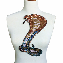 Patch de cobra de lantejoulas aplique de cobra aliviado animal paetês para roupas parca bordados costura em 28x16cm ac1064 2024 - compre barato