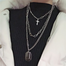 Женское многослойное ожерелье KMVEXO, серебряные цепи с крестиком 2024 - купить недорого