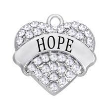 Pingente de coração de metal embutido com cristal de strass, popular, hope, etiqueta, pingente, diy, homens e mulheres, presente de joias 2024 - compre barato