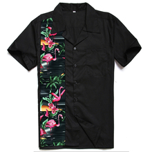 Camisa masculina de verão floral flamingo, camiseta masculina manga curta, gola virada para baixo, camisetas punk flamingo, roupas masculinas macias e confortáveis 2024 - compre barato