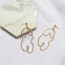 New Fashion Long Earrings Gold/Silver Color Body Statement Dangle Earring For Women Hollow Face Wire-Shaped Earring Girls Bijoux 2024 - buy cheap