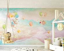 Beibehang-papel tapiz personalizado 3d para niños, mural de dibujos animados, globo, cervatillo, acuarela, pintado a mano, fondo de sala de estar, papel tapiz de pared 3d 2024 - compra barato