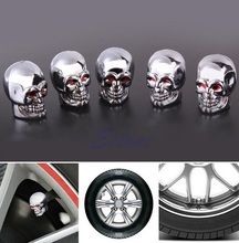 Motorcycle Styling 5Pc Skull Tire Tyre Wheel Car Auto Valves Caps Dust Stem Cover Motocycle Bicycle 2024 - buy cheap