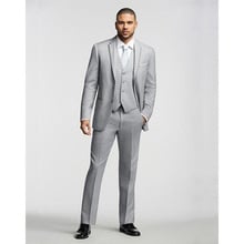 Mens Suits Light Gray Slim Fit Custom Made Side Vent Best Men Suit Wedding Bridegroom Groomsmen Tuxedo( jacket+Pants+vest+tie) 2024 - buy cheap