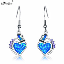 Blaike Love Heart Dangle Blue White Fire Opal Drop Earrings For Women 925 Sterling Silver Purple Zircon Birthstone Earrings Gift 2024 - buy cheap