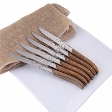 6/8 /10pcs Steak Knife Laguiole style Table knives set Stainless steel Dinner Knife Olive Wood Handle Flatware Christmas Cutlery 2024 - buy cheap