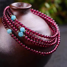 Wholesale Red Wine Natural Garnet Stone Bracelets Beads With Blue Tianhe Beads Lucky for Women Gift Crystal Bracelets Jewelry 2024 - buy cheap