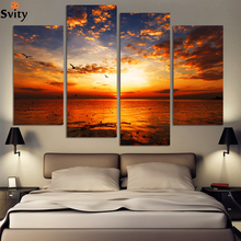 4 Panel Landscape Painting Picture Cuadros Canvas Art  Modern Printed Painting For Living Room No Frame 2024 - buy cheap