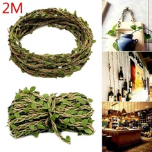 2M Silk Garland Green Leaf Iron Wire Artificial Flower Vine Ivy Rattan for Wedding Car Decoration DIY Wreath Flowers 2024 - buy cheap