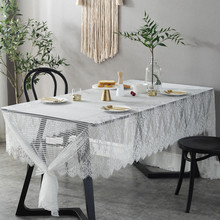 Toalha de mesa portátil de renda branca, tecido simples com estampa floral, para casamento, festa de hotel, banquete 2024 - compre barato